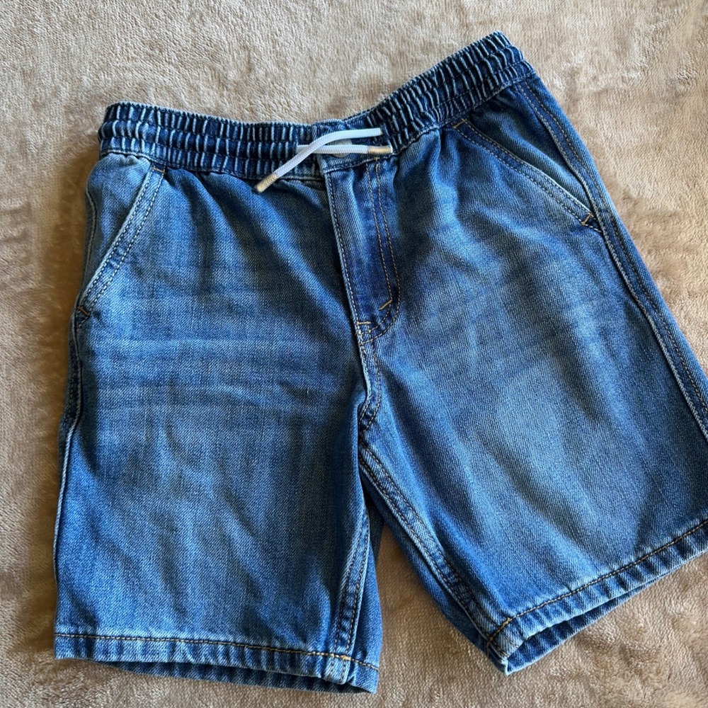 Levi Relaxed‎ Short Kids 7X Blue Denim Elastic Waist Drawstring Excellent
